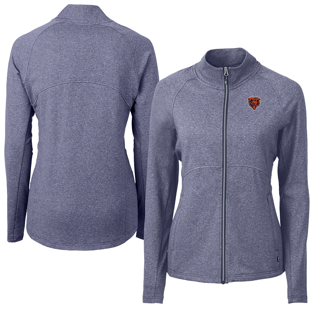 Women's Cutter & Buck Heather Navy Chicago Bears Adapt Eco Knit Full-Zip Jacket