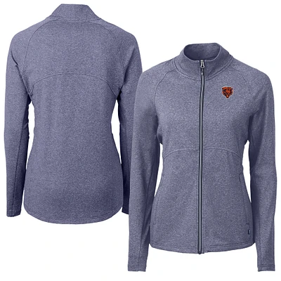 Women's Cutter & Buck Heather Navy Chicago Bears Adapt Eco Knit Full-Zip Jacket