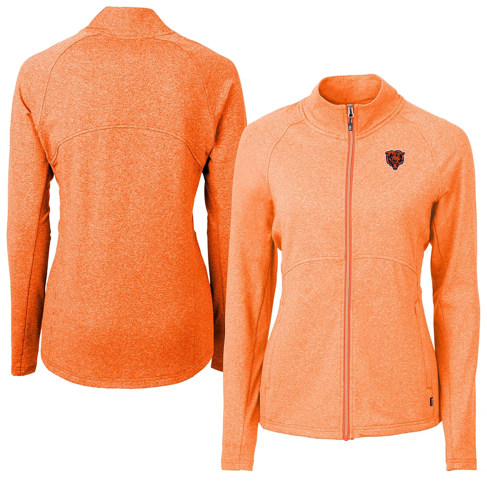 Women's Cutter & Buck Heather Orange Chicago Bears Adapt Eco Knit Full-Zip Jacket