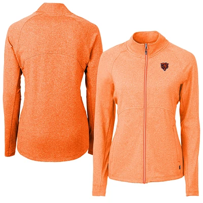 Women's Cutter & Buck Heather Orange Chicago Bears Adapt Eco Knit Full-Zip Jacket