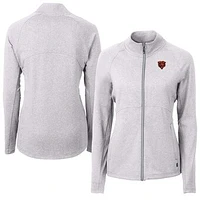Women's Cutter & Buck Heather Gray Chicago Bears Adapt Eco Knit Full-Zip Jacket