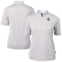 Women's Cutter & Buck Buffalo Bills Virtue Eco Pique Stripe Recycled Quarter-Zip Top