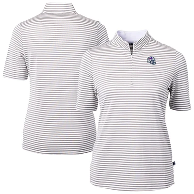Women's Cutter & Buck Buffalo Bills Virtue Eco Pique Stripe Recycled Quarter-Zip Top