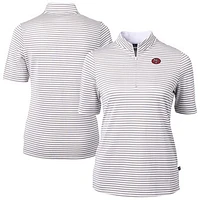 Women's Cutter & Buck Gray San Francisco 49ers Virtue Eco Pique Stripe Recycled Quarter-Zip Top