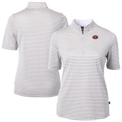 Women's Cutter & Buck Gray San Francisco 49ers Virtue Eco Pique Stripe Recycled Quarter-Zip Top
