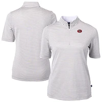 Women's Cutter & Buck Gray San Francisco 49ers Virtue Eco Pique Stripe Recycled Quarter-Zip Top