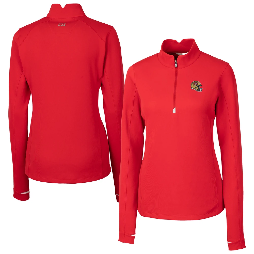 Women's Cutter & Buck Red San Francisco 49ers Traverse Stretch Quarter-Zip Pullover Top