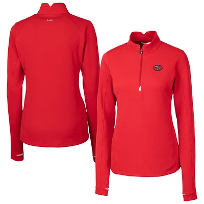 Women's Cutter & Buck Red San Francisco 49ers Traverse Stretch Quarter-Zip Pullover Top