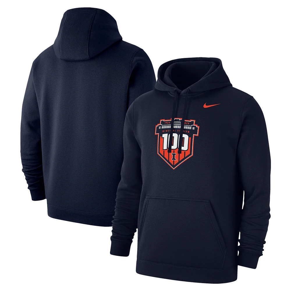 Men's Nike Navy Illinois Fighting Illini 100th Anniversary Pullover Hoodie