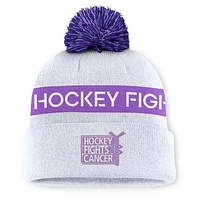 Men's Fanatics White NHL-Logo Hockey Fights Cancer Cuffed Knit Hat with Pom