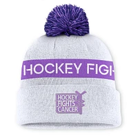 Men's Fanatics White NHL-Logo Hockey Fights Cancer Cuffed Knit Hat with Pom