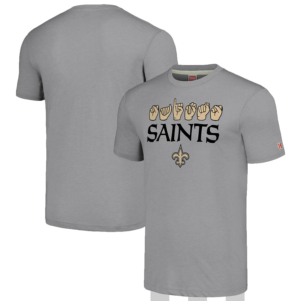 Unisex Homage Grey New Orleans Saints The NFL ASL Collection by Love Sign American Language T-Shirt