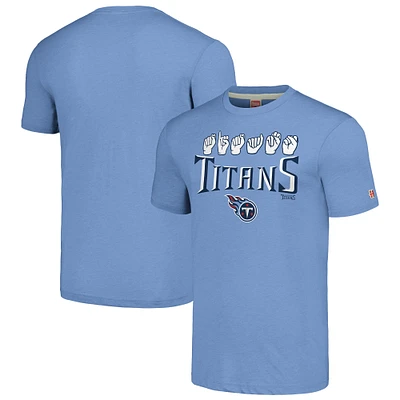 Unisex Homage Light Blue Tennessee Titans The NFL ASL Collection by Love Sign American Sign Language T-Shirt