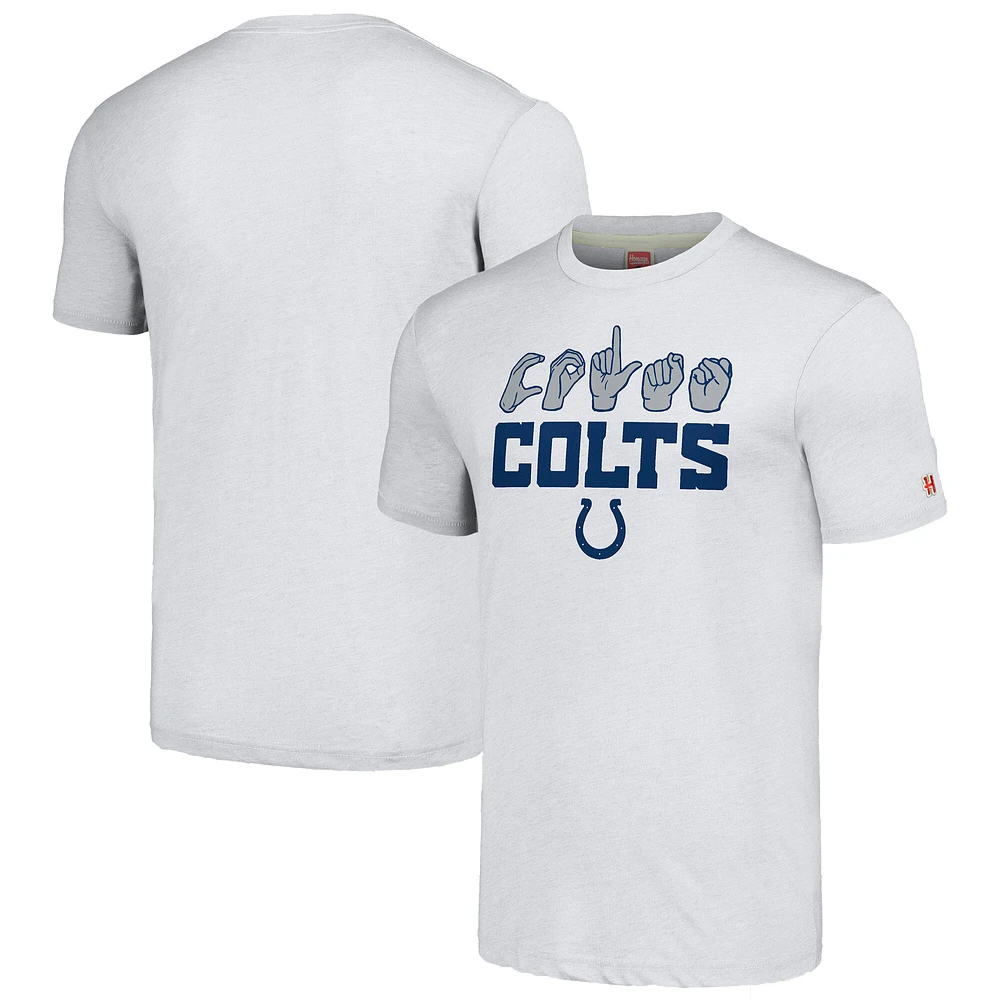 Unisex Homage Ash Indianapolis Colts The NFL ASL Collection by Love Sign American Language T-Shirt