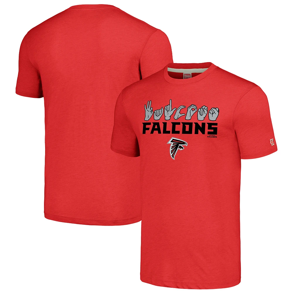 Unisex Homage Red Atlanta Falcons The NFL ASL Collection by Love Sign American Sign Language T-Shirt