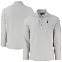 Men's Cutter & Buck Gray Chicago Cubs Hunts Point Eco Textured Fleece Recycled Half-Snap Sweatshirt