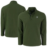 Men's Cutter & Buck Green Chicago Cubs Hunts Point Eco Textured Fleece Recycled Half-Snap Sweatshirt