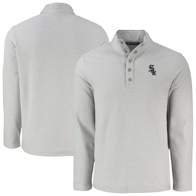 Men's Cutter & Buck Gray Chicago White Sox Hunts Point Eco Textured Fleece Recycled Half-Snap Sweatshirt