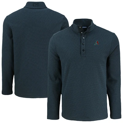 Men's Cutter & Buck Black Arizona Diamondbacks Hunts Point Eco Textured Fleece Recycled Half-Snap Sweatshirt
