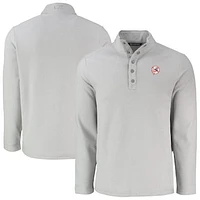 Men's Cutter & Buck Gray New York Yankees Hunts Point Eco Textured Fleece Recycled Half-Snap Sweatshirt