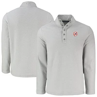 Men's Cutter & Buck Gray New York Yankees Hunts Point Eco Textured Fleece Recycled Half-Snap Sweatshirt