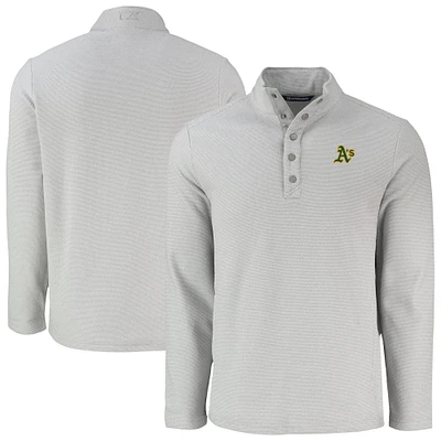 Men's Cutter & Buck Gray Athletics Hunts Point Eco Textured Fleece Recycled Half-Snap Sweatshirt