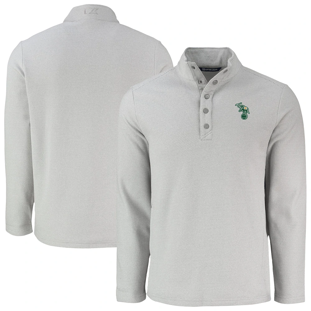 Men's Cutter & Buck Gray Athletics Hunts Point Eco Textured Fleece Recycled Half-Snap Sweatshirt
