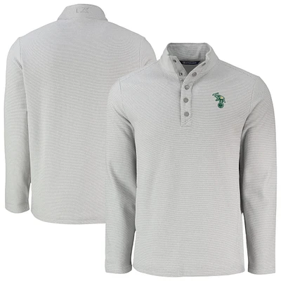 Men's Cutter & Buck Gray Athletics Hunts Point Eco Textured Fleece Recycled Half-Snap Sweatshirt