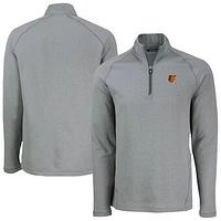 Men's Cutter & Buck Heather Baltimore Orioles Peshastin Eco Fleece Recycled Raglan Quarter-Zip Top
