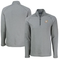 Men's Cutter & Buck Heather Gray Houston Astros Peshastin Eco Fleece Recycled Raglan Quarter-Zip Top