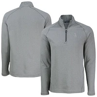 Men's Cutter & Buck Heather Gray Los Angeles Angels Peshastin Eco Fleece Recycled Raglan Quarter-Zip Top