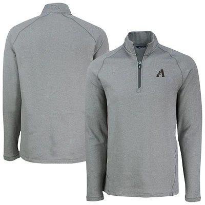 Men's Cutter & Buck Heather Gray Arizona Diamondbacks Peshastin Eco Fleece Recycled Raglan Quarter-Zip Top