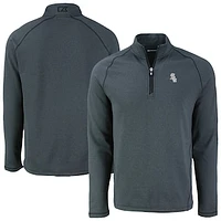 Men's Cutter & Buck Heather Black Chicago White Sox Peshastin Eco Fleece Recycled Raglan Quarter-Zip Top