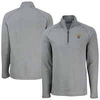 Men's Cutter & Buck Heather Gray Seattle Mariners Peshastin Eco Fleece Recycled Raglan Quarter-Zip Top