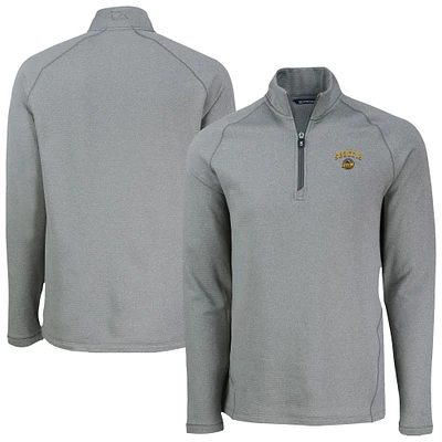 Men's Cutter & Buck Heather Gray Seattle Mariners Peshastin Eco Fleece Recycled Raglan Quarter-Zip Top
