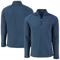 Men's Cutter & Buck Heather Navy St. Louis Cardinals Peshastin Eco Fleece Recycled Raglan Quarter-Zip Top
