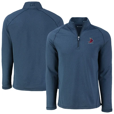 Men's Cutter & Buck Heather Navy St. Louis Cardinals Peshastin Eco Fleece Recycled Raglan Quarter-Zip Top