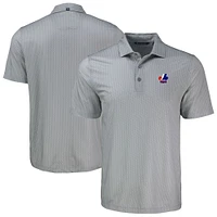 Men's Cutter & Buck Gray Montreal Expos Cooperstown Collection Pike Eco Shadow Check Print Polo