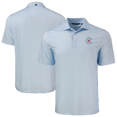 Men's Cutter & Buck Light Blue Chicago Cubs Pike Eco Diamond Dot Print Polo