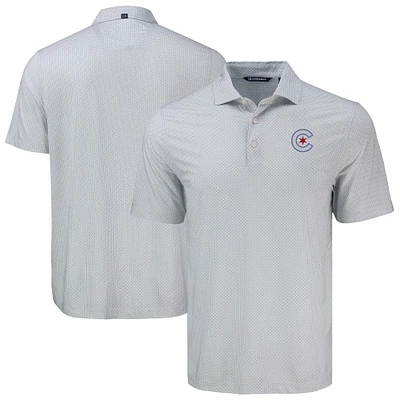 Men's Cutter & Buck Gray Chicago Cubs Pike Eco Diamond Dot Print Polo