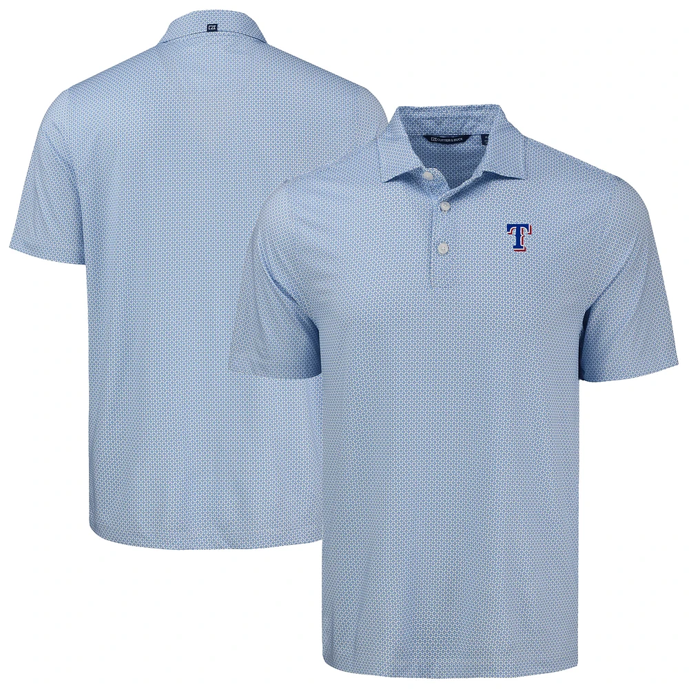 Men's Cutter & Buck Royal Texas Rangers Pike Eco Diamond Dot Print Polo