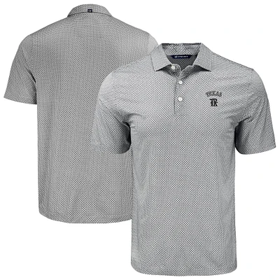 Men's Cutter & Buck Black Texas Rangers  Pike Eco Diamond Dot Print Polo