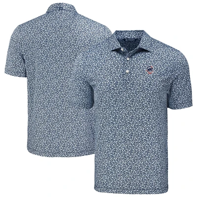 Men's Cutter & Buck Navy Chicago Cubs Pike Eco Flora Print Recycled Polo