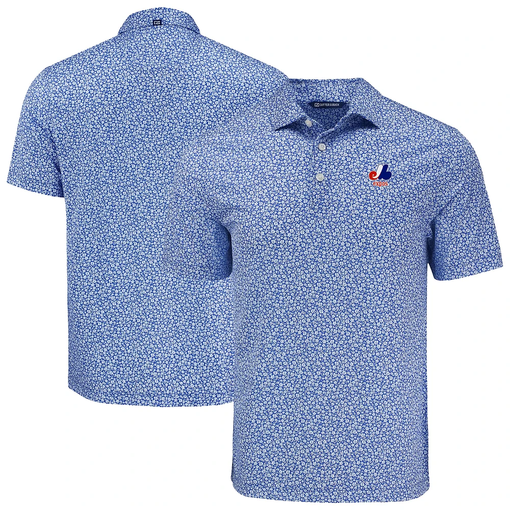 Men's Cutter & Buck Montreal Expos Pike Eco Flora Print Recycled Polo