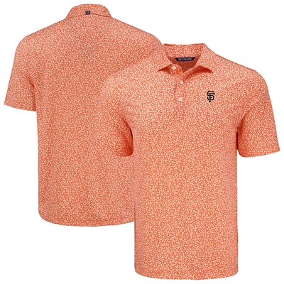 Men's Cutter & Buck Orange San Francisco Giants Pike Eco Flora Print Recycled Polo