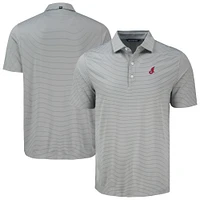 Men's Cutter & Buck Gray Cleveland Indians Cooperstown Collection Forge Eco Fine Line Stripe Polo