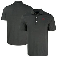 Men's Cutter & Buck Black Cincinnati Reds Forge Eco Fine Line Stripe Polo