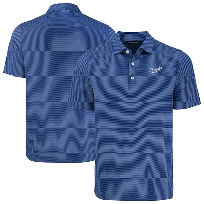 Men's Cutter & Buck Royal Kansas City Royals Forge Eco Fine Line Stripe Polo