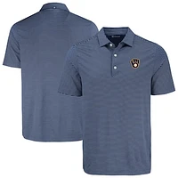 Men's Cutter & Buck Navy Milwaukee Brewers Forge Eco Fine Line Stripe Polo
