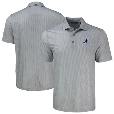Men's Cutter & Buck Gray Atlanta Braves Big Tall Pike Eco Shadow Check Print Polo